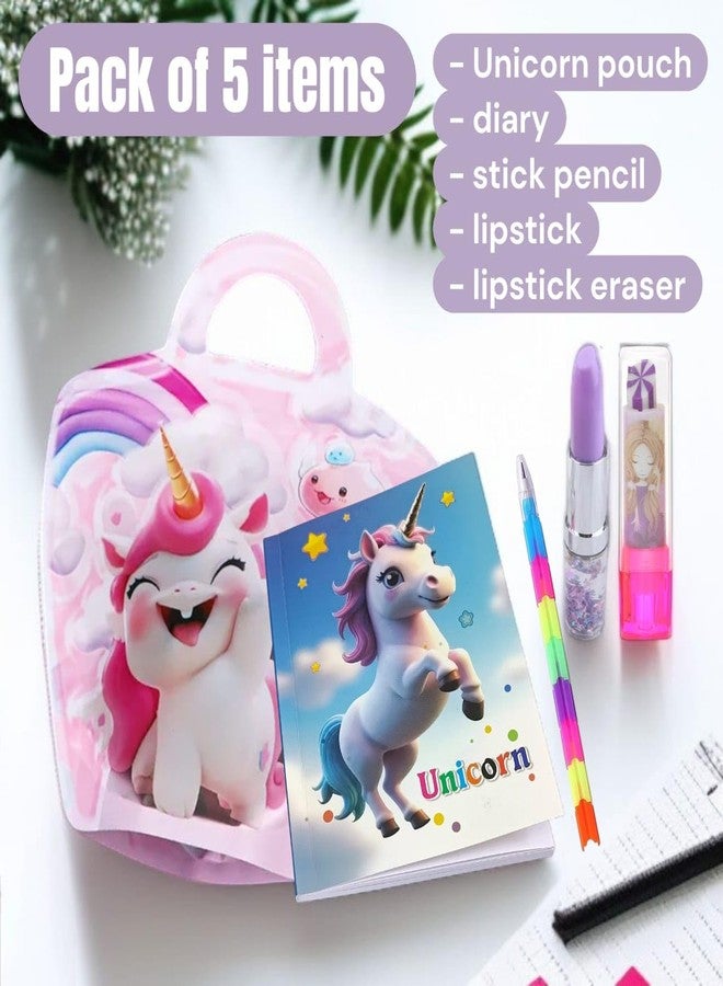 AMANVANI Unicorn Theme Stationery Gift Combo, 30 Pcs, Kanjak Return Gifts For Kanya Pujan Navratri, Birthday Return Gifts For Kids of All Age Group, Stationery Set - Image 2